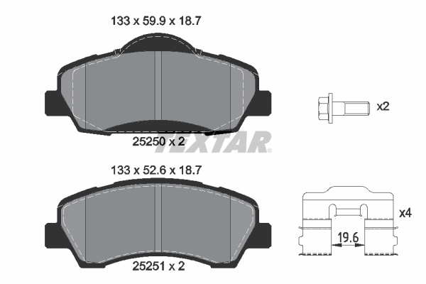 TEXTAR 2525001 Q+ Bremsbelagsatz, Scheibenbremse