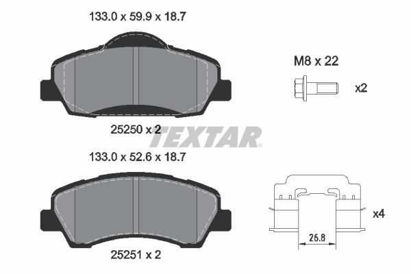TEXTAR 2525004 Q+ Bremsbelagsatz, Scheibenbremse