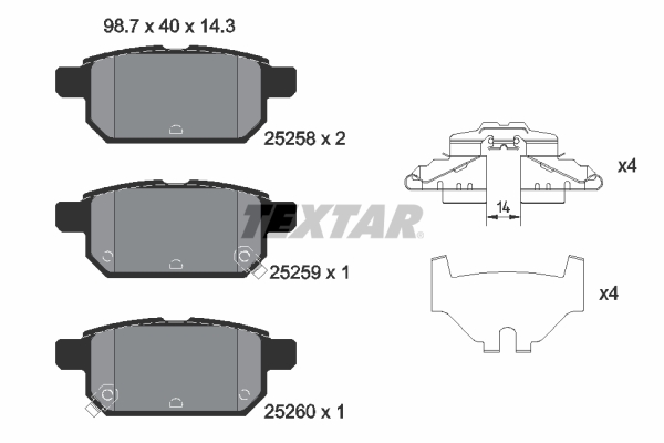 TEXTAR 2525801 Bremsbelagsatz, Scheibenbremse