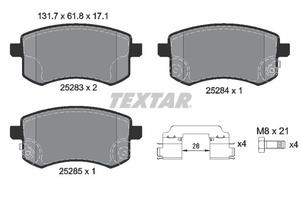 TEXTAR 2528301 Q+ Bremsbelagsatz, Scheibenbremse