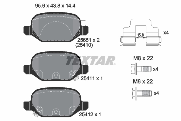 TEXTAR 2541001 Bremsbelagsatz, Scheibenbremse