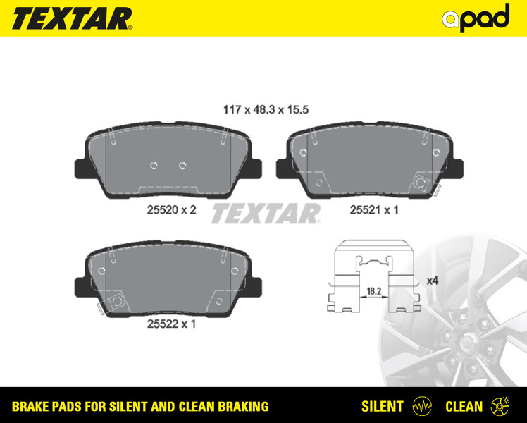 TEXTAR 2552001SC apad Bremsbelagsatz, Scheibenbremse