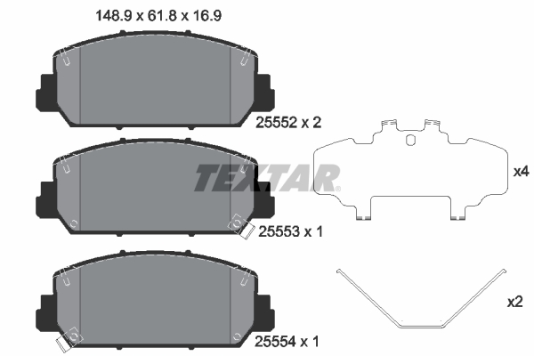 TEXTAR 2555201 Bremsbelagsatz, Scheibenbremse