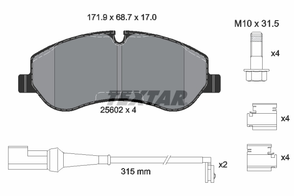 TEXTAR 2560201 Q+ Bremsbelagsatz, Scheibenbremse