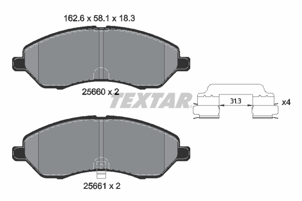 TEXTAR 2566001 Q+ Bremsbelagsatz, Scheibenbremse
