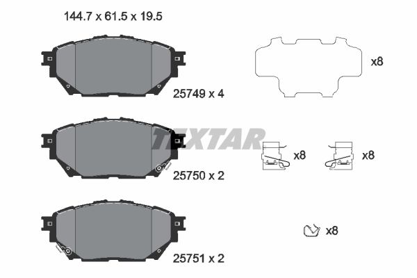 TEXTAR 2574901 Bremsbelagsatz, Scheibenbremse