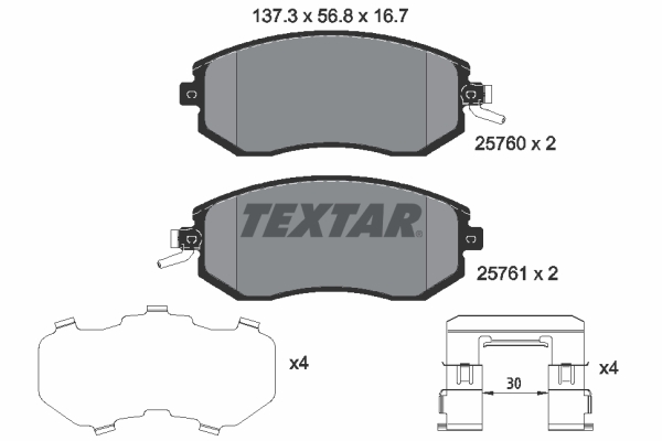 TEXTAR 2576001 Bremsbelagsatz, Scheibenbremse