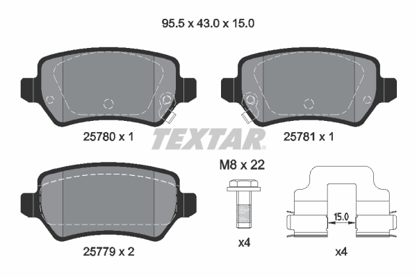 TEXTAR 2578001 Q+ Bremsbelagsatz, Scheibenbremse