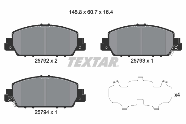 TEXTAR 2579201 Bremsbelagsatz, Scheibenbremse