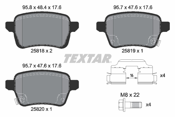 TEXTAR 2581802 Q+ Bremsbelagsatz, Scheibenbremse