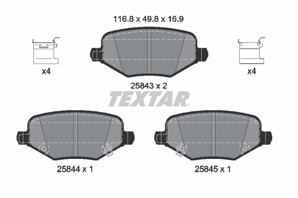TEXTAR 2584301 Bremsbelagsatz, Scheibenbremse