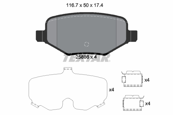 TEXTAR 2588601 Bremsbelagsatz, Scheibenbremse