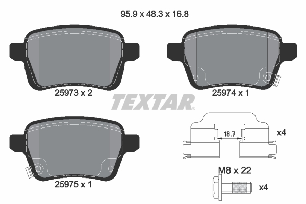 TEXTAR 2597301 Q+ Bremsbelagsatz, Scheibenbremse