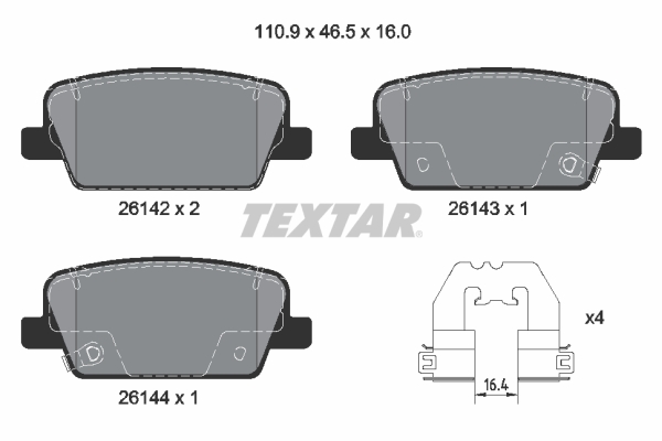 TEXTAR 2614201 Q+ Bremsbelagsatz, Scheibenbremse