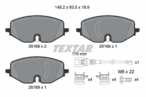 TEXTAR 2616901 Bremsbelagsatz, Scheibenbremse