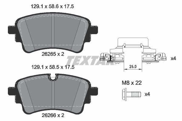 TEXTAR 2626501 Bremsbelagsatz, Scheibenbremse