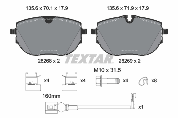 TEXTAR 2626801 Q+ Bremsbelagsatz, Scheibenbremse