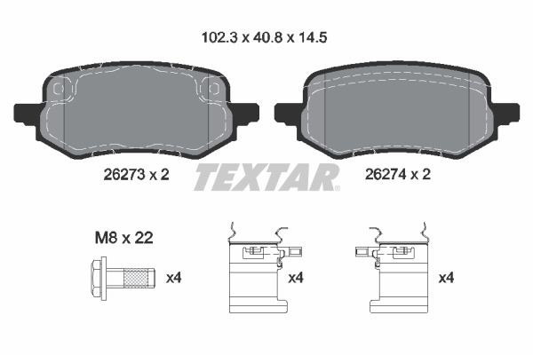 TEXTAR 2627301 Bremsbelagsatz, Scheibenbremse