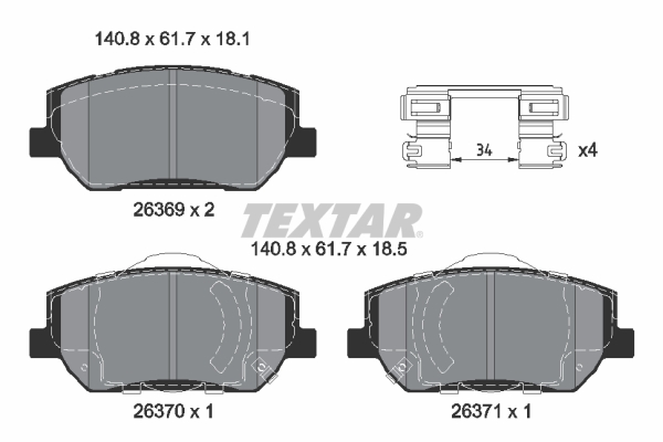 TEXTAR 2636901 Bremsbelagsatz, Scheibenbremse
