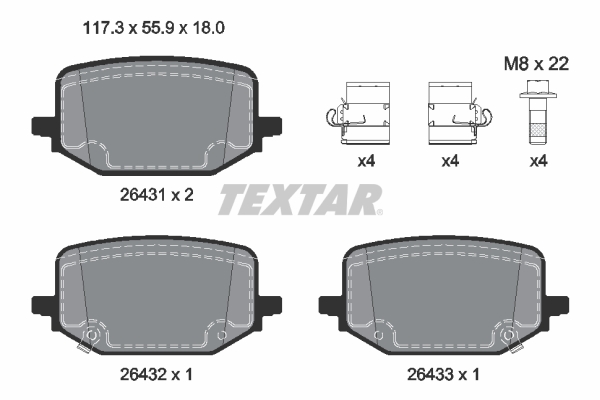 TEXTAR 2643102 Bremsbelagsatz, Scheibenbremse
