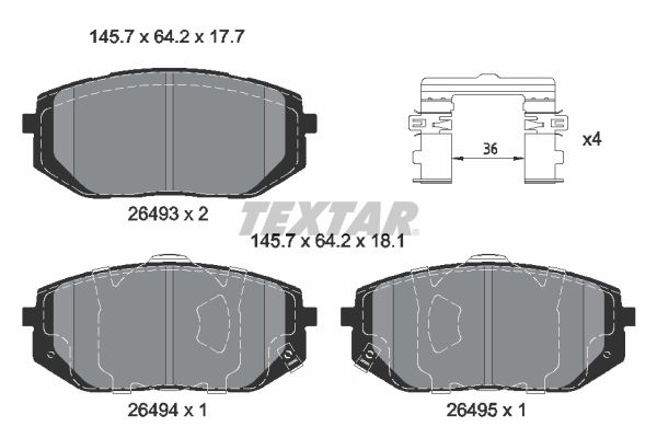 TEXTAR 2649301 Q+ Bremsbelagsatz, Scheibenbremse