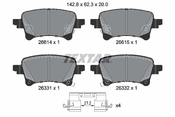 TEXTAR 2661401 Bremsbelagsatz, Scheibenbremse