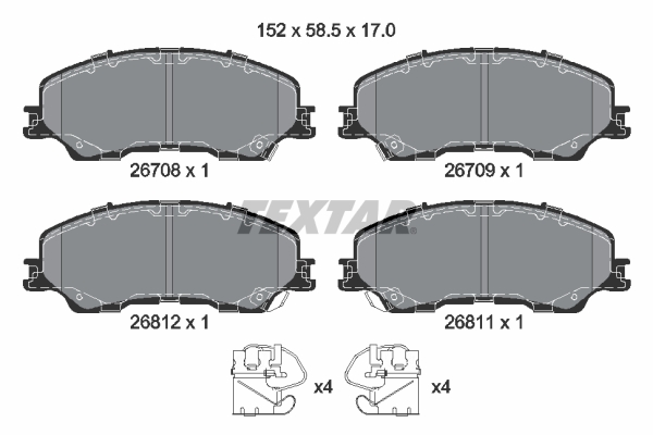 TEXTAR 2670801 Bremsbelagsatz, Scheibenbremse
