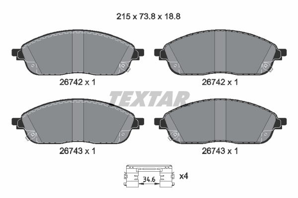 TEXTAR 2674201 Q+ Bremsbelagsatz, Scheibenbremse