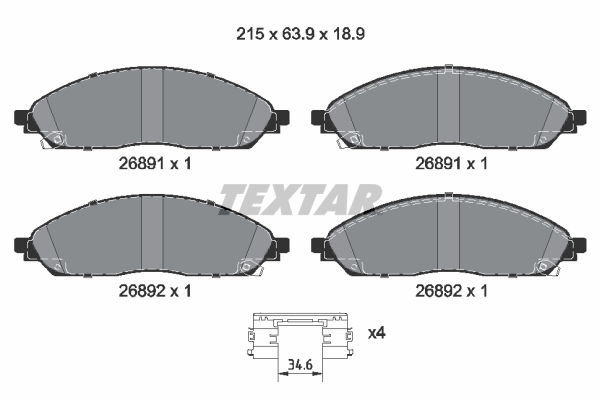 TEXTAR 2689101 Q+ Bremsbelagsatz, Scheibenbremse