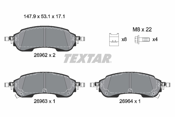 TEXTAR 2696201 Σετ τακάκια,...