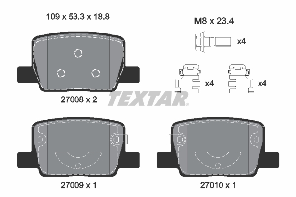 TEXTAR 2700801 Bremsbelagsatz, Scheibenbremse