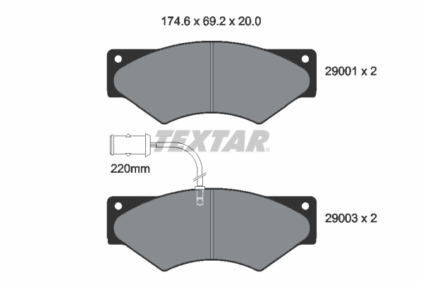 TEXTAR 2900102 Bremsbelagsatz, Scheibenbremse