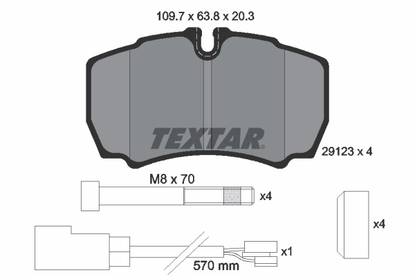 TEXTAR 2912307 Bremsbelagsatz, Scheibenbremse