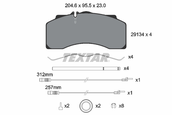 TEXTAR 2913401 Bremsbelagsatz, Scheibenbremse