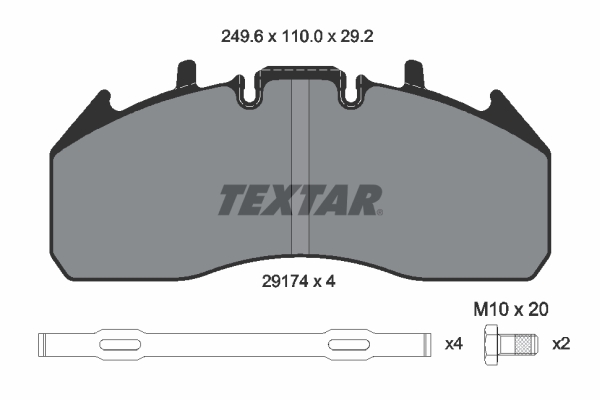 TEXTAR 2917402 Bremsbelagsatz, Scheibenbremse