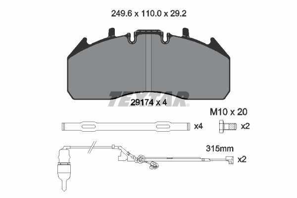 TEXTAR 2917403 Kit Bremsbelagsatz, Scheibenbremse