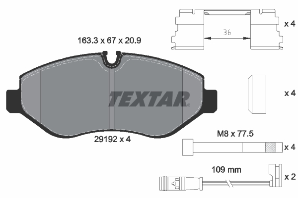 TEXTAR 2919202 Q+ Bremsbelagsatz, Scheibenbremse