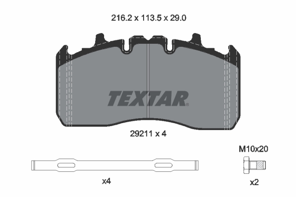 TEXTAR 2921101 Bremsbelagsatz, Scheibenbremse