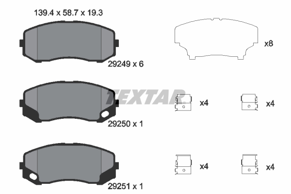 TEXTAR 2924901 Bremsbelagsatz, Scheibenbremse