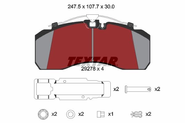 TEXTAR 2927801 Bremsbelagsatz, Scheibenbremse