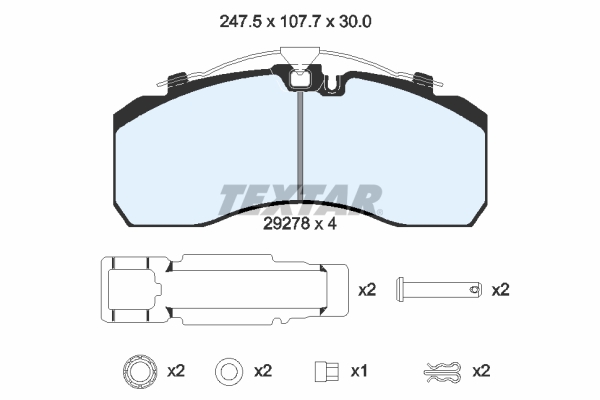 TEXTAR 2927802 Bremsbelagsatz, Scheibenbremse