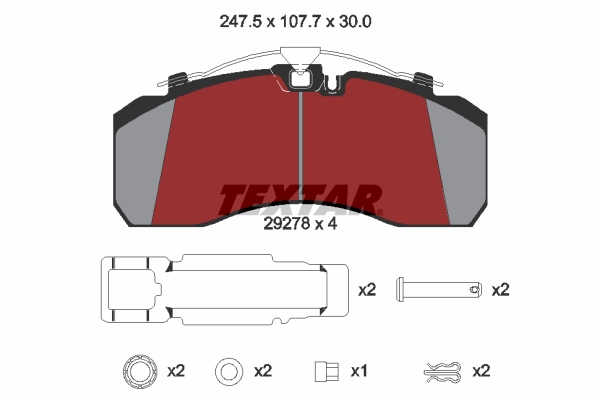 TEXTAR 2927803 Bremsbelagsatz, Scheibenbremse