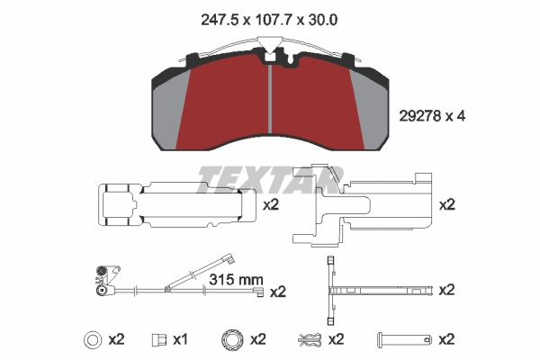 TEXTAR 2927804 Bremsbelagsatz, Scheibenbremse