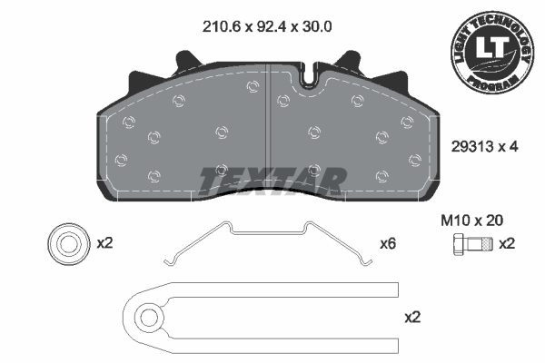 TEXTAR 2931303 Lightweight Technology Bremsbelagsatz, Scheibenbremse