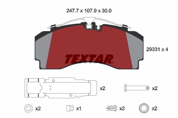TEXTAR 2933101 Bremsbelagsatz, Scheibenbremse