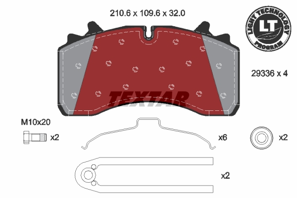 TEXTAR 2933601 Lightweight Technology Bremsbelagsatz, Scheibenbremse