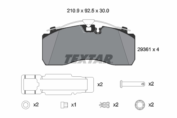 TEXTAR 2936101 Bremsbelagsatz, Scheibenbremse