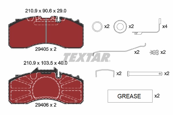 TEXTAR 2940501 Bremsbelagsatz, Scheibenbremse