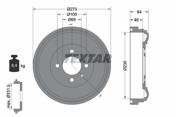 TEXTAR 94012000 Bremstrommel