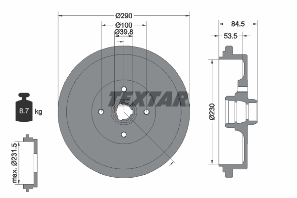 TEXTAR 94012300 Bremstrommel